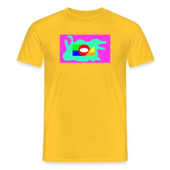 Néon en collage géométrique de blocs de couleur - T-shirt homme - jaune - Devant - AI Model Male 178 dark (178cm)
