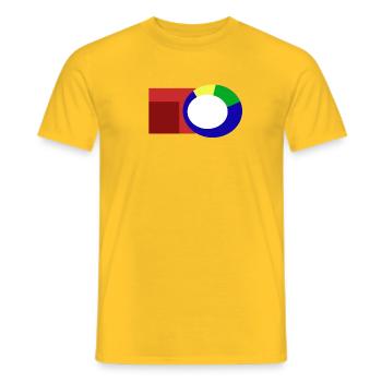 Abstrakte_Rundform_schubst_das_Eckige - Männer T-Shirt - Gelb - Vorne - AI Model Male 178 dark (178cm)