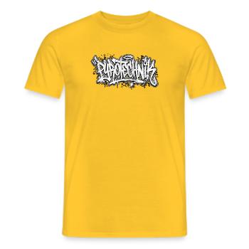 Pyrotechnics Graffiti Handwriting Day - Men's T-Shirt - yellow - Front - AI Model Male 178 dark (178cm)