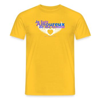 Amoureux de ma femme – Cœur ailé - T-shirt homme - jaune - Devant - AI Model Male 178 dark (178cm)