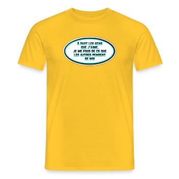 Es ist mir egal, was die Leute von mir denken - Männer T-Shirt - Gelb - Vorne - AI Model Male 178 dark (178cm)