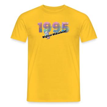 1995 – Digital Nineties Style - Men's T-Shirt - yellow - Front - AI Model Male 178 dark (178cm)