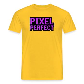 Pixel Perfect Lettering Gamer - Men's T-Shirt - yellow - Front - AI Model Male 178 dark (178cm)