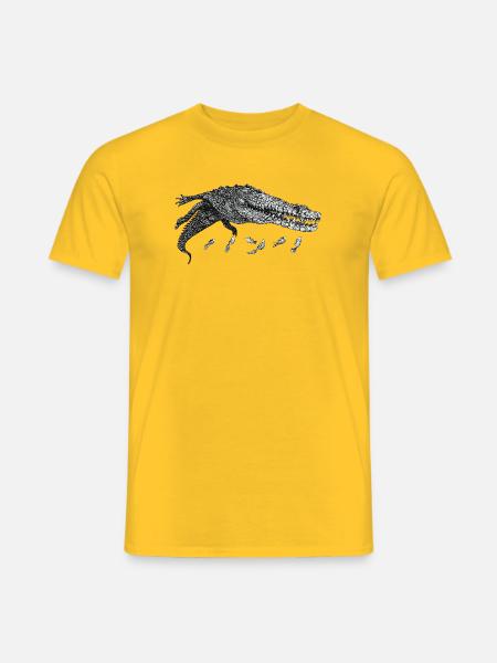 Schwimmendes Krokodil - Männer T-Shirt - Gelb