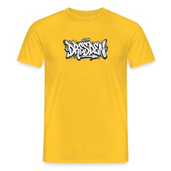 Dresden Graffiti Hip Hop - Men's T-Shirt - yellow - Front - AI Model Male 178 dark (178cm)