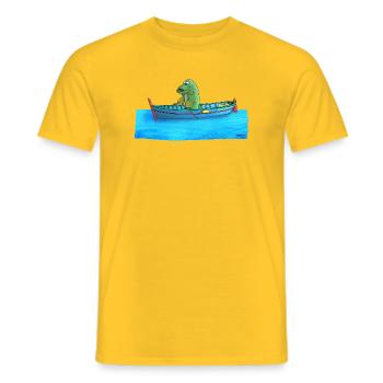Hecht im Ruderboot - Männer T-Shirt - Gelb - Vorne - AI Model Male 178 dark (178cm)