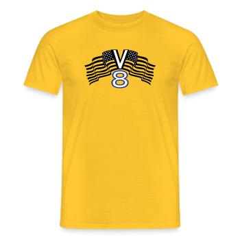 V8, muscle car, garage, voiture, tuning, États-Unis(25) - T-shirt homme - jaune - Devant - AI Model Male 178 dark (178cm)