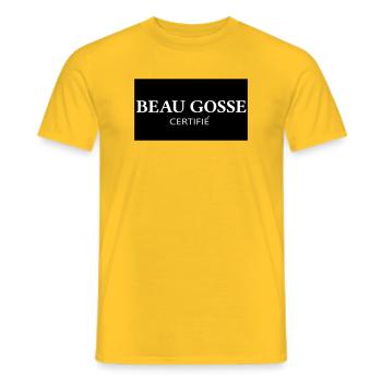 Certified Handsome Kid Logo - Men's T-Shirt - yellow - Front - AI Model Male 178 dark (178cm)