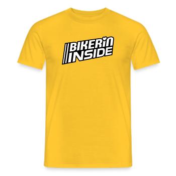 Bikerin à l’intérieur des lettres (les couleurs peuvent être modifiées) - T-shirt homme - jaune - Devant - AI Model Male 178 dark (178cm)