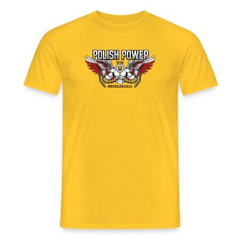 Polnische Kraft – Husaria Gym Beast - Männer T-Shirt - Gelb - Vorne - AI Model Male 178 dark (178cm)