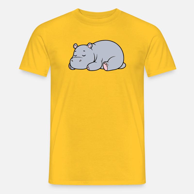 Schlafendes Nilpferd Müde Faul Vektor - Männer T-Shirt - Gelb