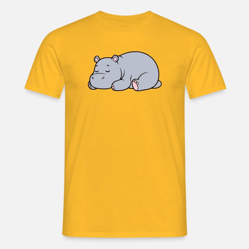 Sleeping Hippopotamus Tired Lazy Vector - Men's T-Shirt - yellow