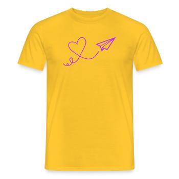 Heart Flight Paper Flight Illustration - Men's T-Shirt - yellow - Front - AI Model Male 178 dark (178cm)