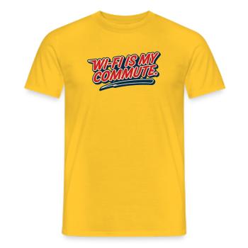 WLAN-Pendel, Hausaufgabe, Humor-Nerd, - Männer T-Shirt - Gelb - Vorne - AI Model Male 178 dark (178cm)