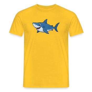Blue Cartoon Shark Adventure - Men's T-Shirt - yellow - Front - AI Model Male 178 dark (178cm)