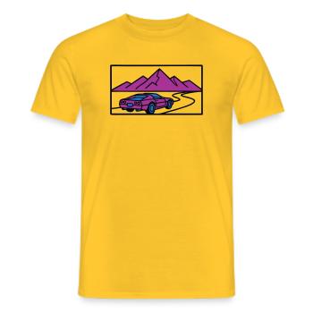 Retro Auto Berge Illustration - Männer T-Shirt - Gelb - Vorne - AI Model Male 178 dark (178cm)