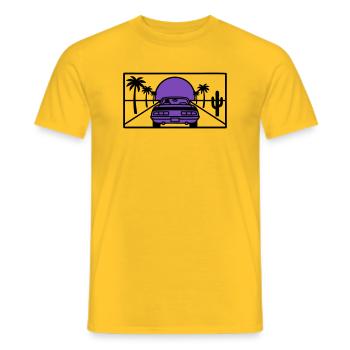 Night Driving Highway Graphic - Men's T-Shirt - yellow - Front - AI Model Male 178 dark (178cm)