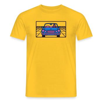 Retro Car Miami Logo - Men's T-Shirt - yellow - Front - AI Model Male 178 dark (178cm)