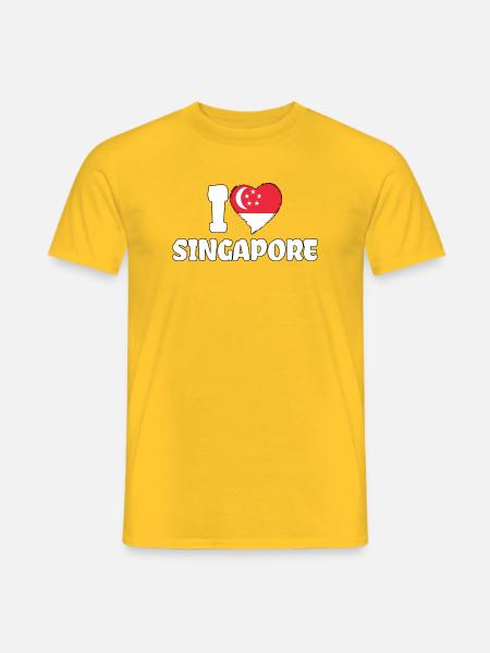 Ich liebe Singapur Flagge Herz Singapur - Männer T-Shirt - Gelb