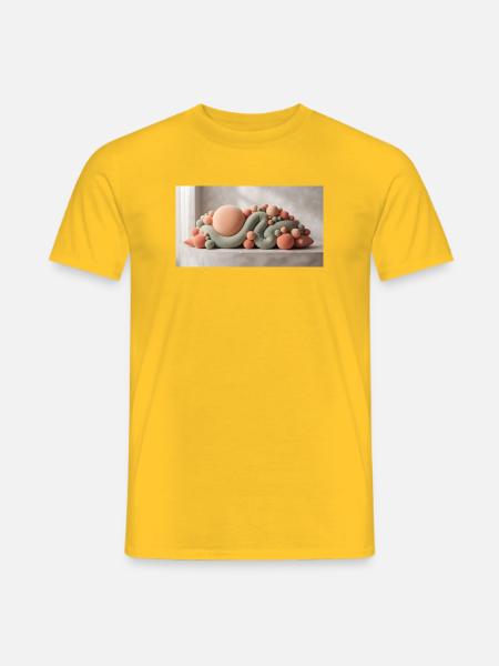 Abstract sculptural composition with soft velvet - Männer T-Shirt - Gelb