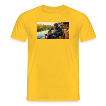 Gorilla genießt seinen tropischen Fruchtcocktail - Männer T-Shirt - Gelb - Vorne - AI Model Male 178 dark (178cm)