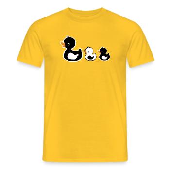 Duck Family - Mom with Ducklings Black and White - Men's T-Shirt - yellow - Front - AI Model Male 178 dark (178cm)