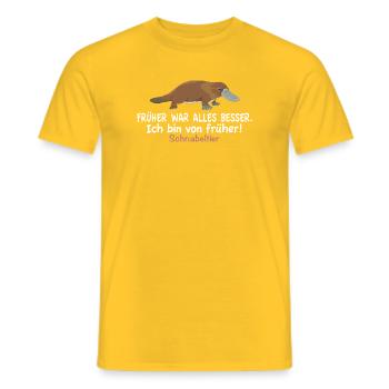 Humour drôle d’ornithorynque Tout était mieux avant - T-shirt homme - jaune - Devant - AI Model Male 178 dark (178cm)