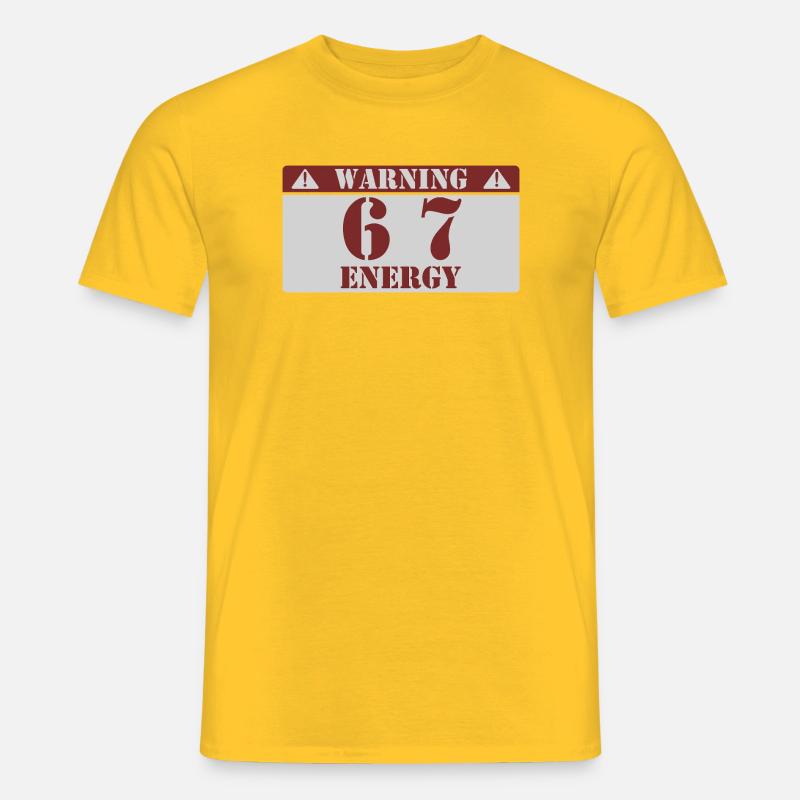 Warnung 6 7 Energie Spaß 67 Nummer 6-7 6 7 Sechs S - Männer T-Shirt - Gelb