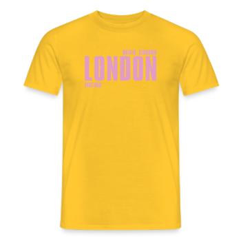 London Pink Bold Typography - Men's T-Shirt - yellow - Front - AI Model Male 178 dark (178cm)