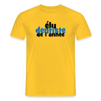 Badge Élu Dentiste de l'Année - T-shirt homme - jaune - Devant - AI Model Male 178 dark (178cm)