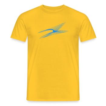 Geometric Wave – Blue Generative Line Art - Men's T-Shirt - yellow - Front - AI Model Male 178 dark (178cm)