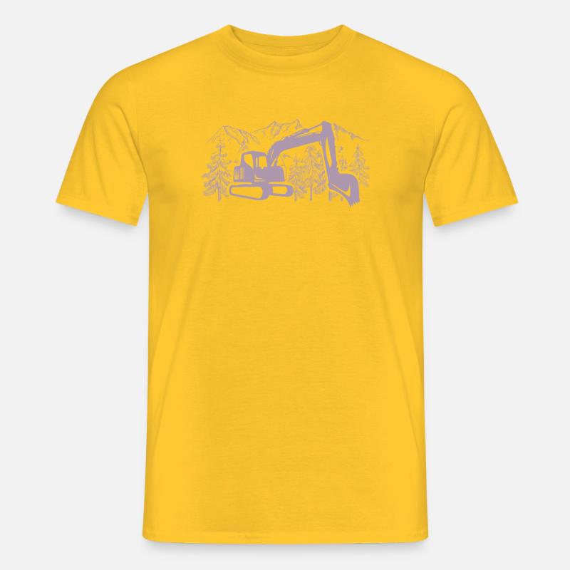 Bagger Silhouette Baugeräteführer Arbeit - Männer T-Shirt - Gelb