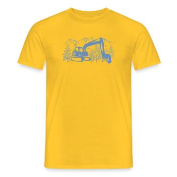 Excavator Silhouette Construction Equipment Operator Work - Men's T-Shirt - yellow - Front - AI Model Male 178 dark (178cm)