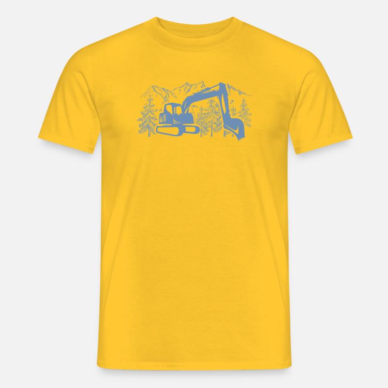 Bagger Silhouette Baugeräteführer Arbeit - Männer T-Shirt - Gelb