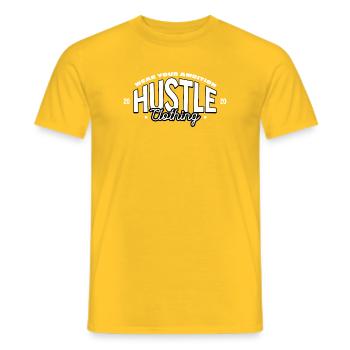 Hustle Attitude Logo Print - Men's T-Shirt - yellow - Front - AI Model Male 178 dark (178cm)