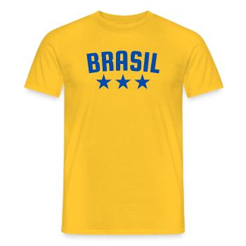 Brasilien 3 Sterne Design Blau - Männer T-Shirt - Gelb - Vorne - AI Model Male 178 dark (178cm)