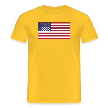 Patriotic Red White Blue Stars And Stripes Flag - Men's T-Shirt - yellow - Front - AI Model Male 178 dark (178cm)