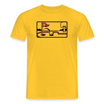 Minigolf Retro Cartoon Golfball JGA Team - Männer T-Shirt - Gelb - Vorne - AI Model Male 178 dark (178cm)