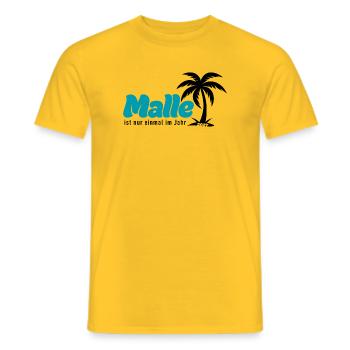 Malle ist nur einmal im Jahr 2027 – türkis - Männer T-Shirt - Gelb - Vorne - AI Model Male 178 dark (178cm)