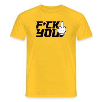 Doigt d’honneur F_ck toi - T-shirt homme - jaune - Devant - AI Model Male 178 dark (178cm)
