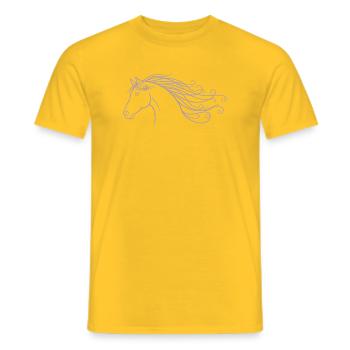 Semelle minimaliste de cheval à cheval en silhouette - T-shirt homme - jaune - Devant - AI Model Male 178 dark (178cm)