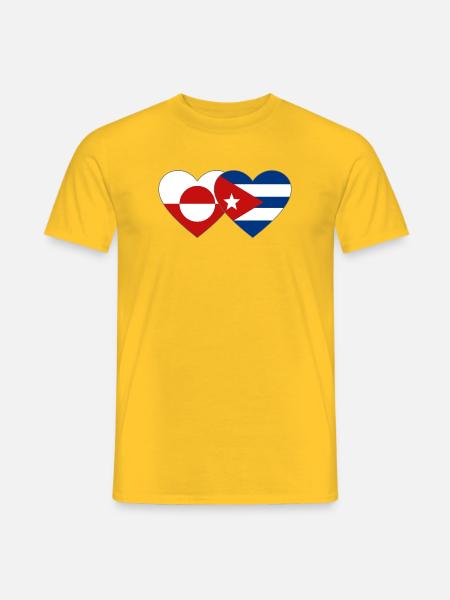 Groenland_Kuba_Flagge_Herz - Men's T-Shirt - yellow