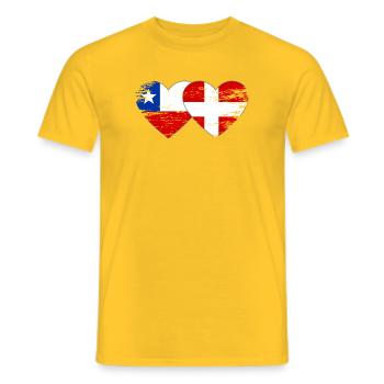 Cœur du drapeau du Danemark du Chili utilisé - T-shirt homme - jaune - Devant - AI Model Male 178 dark (178cm)