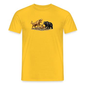 Bulle und Bär Börse Aktien Trading Finanzmarkt - Männer T-Shirt - Gelb - Vorne - AI Model Male 178 dark (178cm)