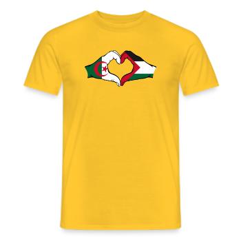 Algerien Palästina Herzform mit Hände - Männer T-Shirt - Gelb - Vorne - AI Model Male 178 dark (178cm)