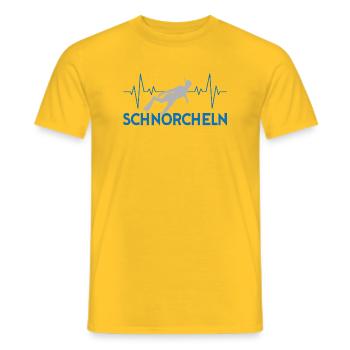 Schnorcheln Herzschlag - Männer T-Shirt - Gelb - Vorne - AI Model Male 178 dark (178cm)