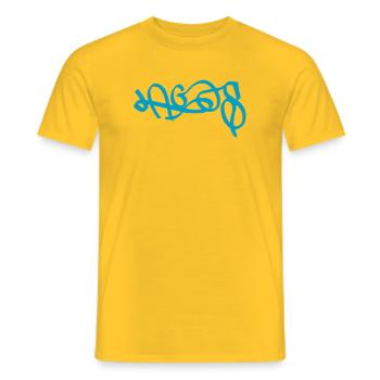 Abstract Lagos Graffiti Design - Men's T-Shirt - yellow - Front - AI Model Male 178 dark (178cm)