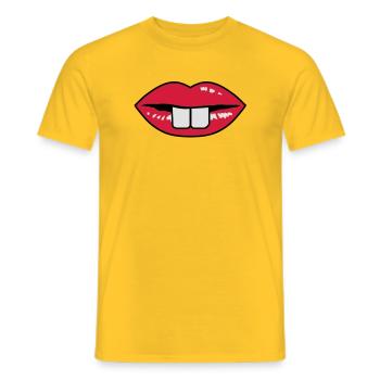 Buck teeth and red lips - Men's T-Shirt - yellow - Front - AI Model Male 178 dark (178cm)