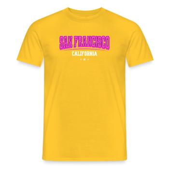 San Francisco Pink Retro California College - Männer T-Shirt - Gelb - Vorne - AI Model Male 178 dark (178cm)
