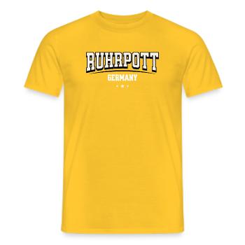 Ruhrpott Schriftzug Deutschland Fan Motiv - Männer T-Shirt - Gelb - Vorne - AI Model Male 178 dark (178cm)